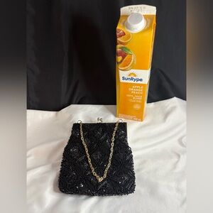 Ladies black beaded evening purse